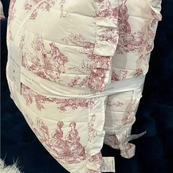 Pair Euro Shams NEW Country Toile Russet Shabby Chic by Cabbages & Roses London - Picture 7 of 9